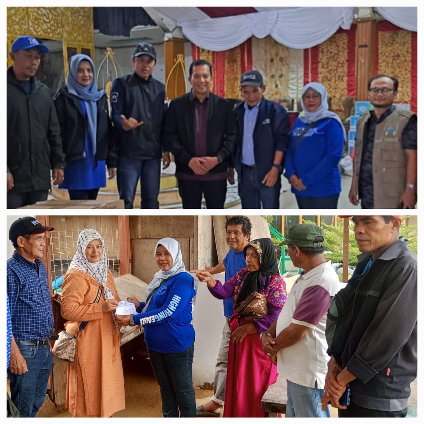 Pengurus Partai Demokrat Padang Panjang Poto bareng Setdaki, Sonny Budaya Putra, usai serahkan bantuan di Posko Bencana gedung M. Syafei